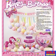 [GIVE BALLOON NUMBER 80cm] Cute Ponny Horse Theme Baby Girl Birthday Set, Full Birthday Set G21