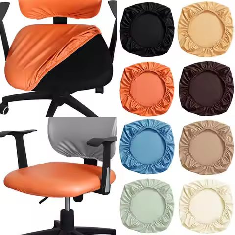 New Waterproof Computer Chair Covers PU Leather Elasticity Chair Slipcovers Office Chair Seat Covers