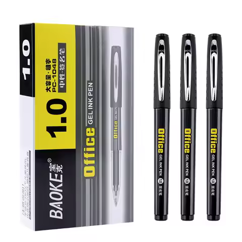 BAOKE PC1048 1.0mm Office Gel Ink Pen Black Blue Ink Color Large Capacity Metal Clip Pen For Sign, N