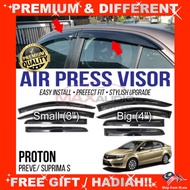 Car Door Visor PROTON PREVE/ SUPRIMA S Premium AIR PRESS Anti-UV Smoke Black Window Visor Aksesori Tingkap Kereta