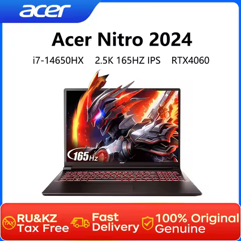 2024 Acer Nitro Gaming Laptop 16 Inch 2.5K 165Hz IPS Screen Notebook i7-14650HX 32GB 1TB RTX4060 Gam