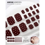 [No Lighting] Sauce Red Polka Dot No Baking Gel Toenail Stickers No Lighting Fully Cured Manicure Fu