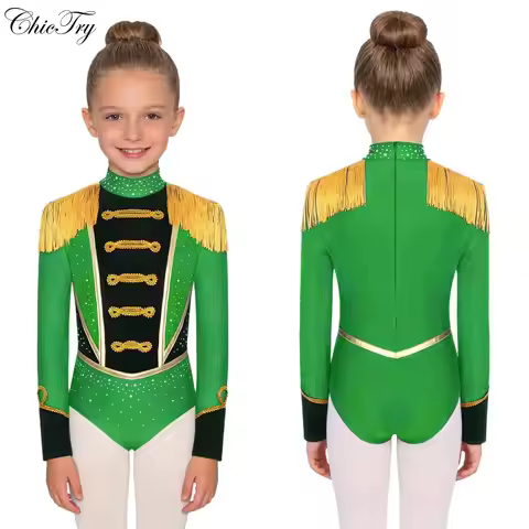 Circus Ringmaster Roleplay Costume Girls Showman Majorette Tassel Leotard Bodysuit Halloween Carniva