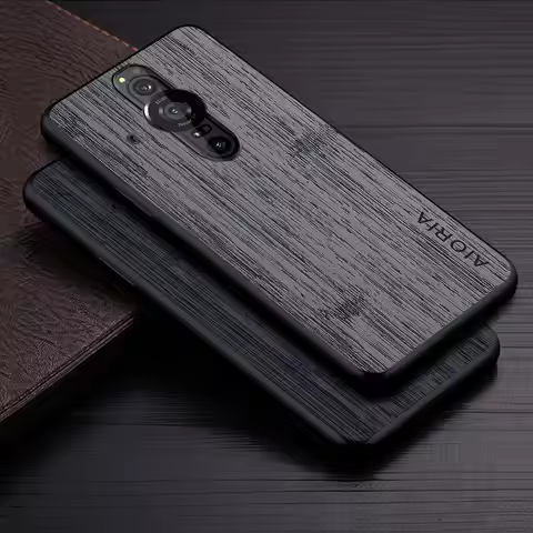 Case for Sony Xperia Pro I Pro-I funda bamboo wood pattern Leather skin phone cover Luxury coque for