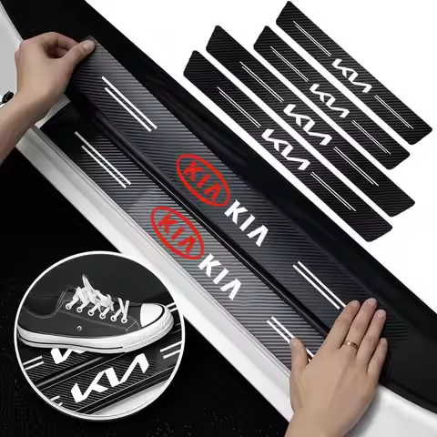 1/4/5Pcs Car Door Sill Scuff Plate Decor Carbon Fiber Stickers For Kia Stinger Sonet Rio Forte 5 3 4