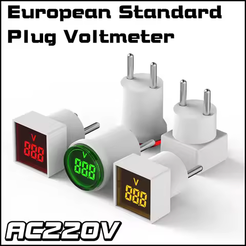 LED digital display European standard plug voltmeter Voltage tester 30mm round square AC 220V EU typ