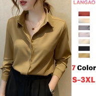 💕LanGao💕 [ready stock in Malaysia] Blouse Women High Quality Chiffon Long Sleeve Shirt Office / Work