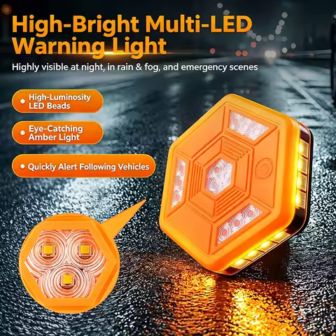 USB Rechargeable Warning Light LED Road Flares Emergency Lights Roadside Safety Beacon Disc Flashing