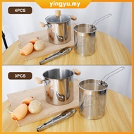 Deep Fryer Pot 304 Stainless Steel Deep Oil Fryer with Basket Wooden Handle 4000ml Large Capacity De