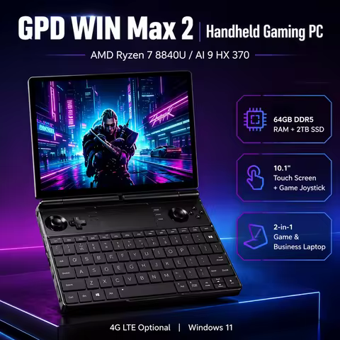 2025 New GPD WIN Max 2 10.1 Inch Touch Screen Handheld UMPC AMD AI 9 HX 370 Portable Mini Gaming Lap