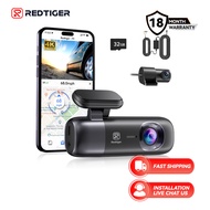 REDTIGER  F9 Dash Cam 4K Front and Rear 1080P, WiFi GPS Car Camera with Free 32GB SD Card,Loop Recor
