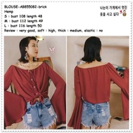 AB855082 Baju Atasan Boho Bohemian Wanita Blouse Korea Import Orange