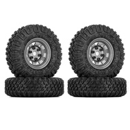 4Pcs 85Mm 1.55 Metal Beadlock Wheel Rims Tires Set For 1/10