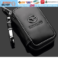 Leather car key case with Logo badge mazda 2/ rx 7/ familia/vantrend/323/cx 5/premacy/cx7/cronos/mr/