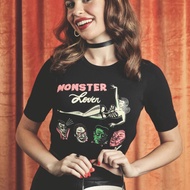 Monster Lover Cotton Wome T Shirts Vintage Loose Halloween T-shirt 90s Grunge Gothic Clothes Devil S