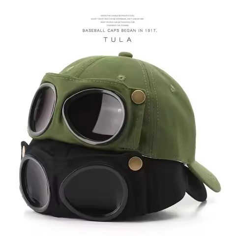 Steampunk Aviator Goggles Baseball Cap Personality Vintage Hip Hop Streetwear Sun Hat for Men Women,