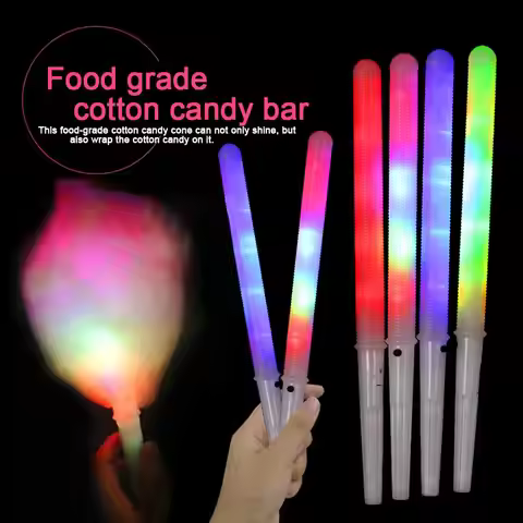 10/30/60pcs Glow Sticks Cotton Candy Cones Reusable LED Cotton Candy Sticks Colorful Light Up Cotton