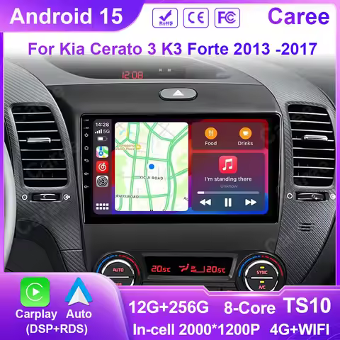 Android15 Carplay Auto For KIA K3 CERATO FORTE 3 YD Tuner 2013 2014 2015 2016 2017 video Player Mult