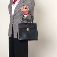 【日本直送 名牌中古包】LOEWE 羅威 手提包 黑色 Anagram 皮革 vintage 老品 c8uyvx