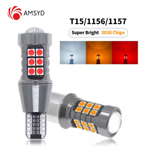 2PCS 1156 BA15S P21W 1157 BAY15D P21/5W Signal Lamp T15 W16W LED Bulb 3030 27SMD T15 Led Canbus Auto