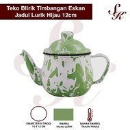 Teko Blirik / Teko Klasik Timbangan Eskan Jadul Lurik Hijau 12cm