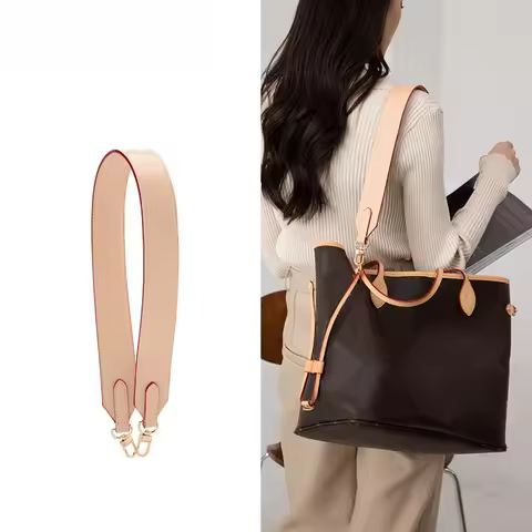 Vachetta Leather Strap for LV Neverfull Bag,Double Sided Usable Cowhide Crossbody Purse Strap for Ha