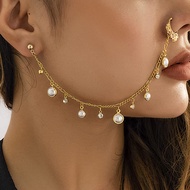 Boho Indian Dainty Simple Silver Gold Chain Sexy Pearls Rhinestones Nose Rings Earrings Hoop Chain T