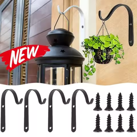 3/6Pcs J-Shape Wall Hook Metal Flower Pot Hanging Iron Hook Fixing Outdoor for Garden Wall Basket Pl