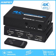4K HDMI Switch 3 in 1 out 4K 60Hz Splitter 3 Port Switcher adapter With IR Remote For Xbox PC PS5 Projector