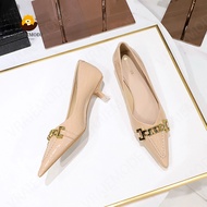 Fashion High-Heeled Shoes Mid heel Woman Pumps with metal chain High Heels