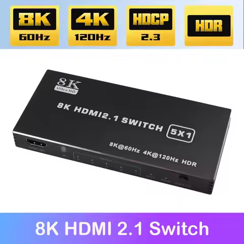 8K HDMI 2.1 5 in 1 out Switch Splitter 120Hz 5-port HDMI 4K 120Hz Splitter Switcher CEC 48gbps HDMI 