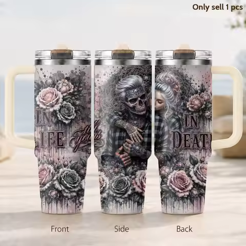 Soulmates Skull Vacuum Flasks 40oz 3rd Gen Vacuum Insulated Stainless Steel Tumbler Cup with Handle