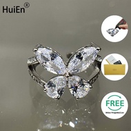 HuiEn 3CT Moissanite Butterfly Ring For Women Stock