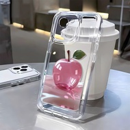 3 in1 Pink Apple Case For Oppo Reno 10 10pro 9 9pro1111f 11pro 12 12pro12f Transparent Phone Case Sh