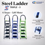 Triple-S Steel Ladder 6 Steps 1.60 Meters Folding Iron Ladder Household Steel Ladder