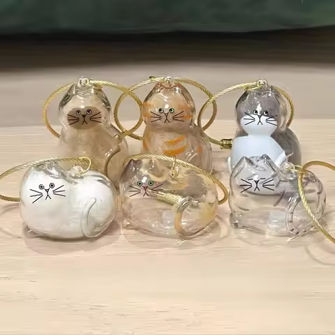 Ginger Cat Keychain Pendant Backpack Siamese Calico Hair Storage Box Hanging Pet Grooming Souvenir T