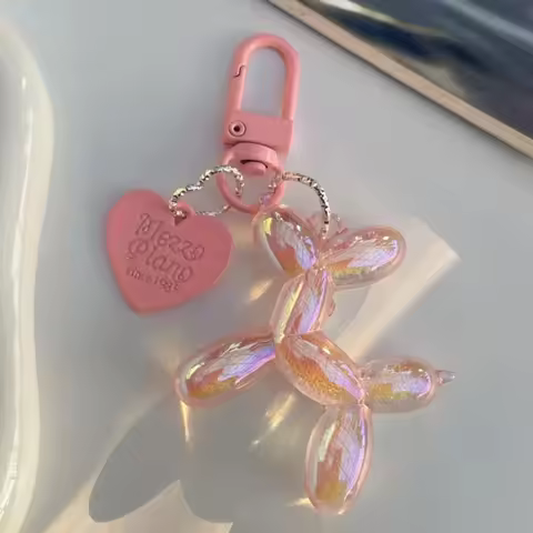 New Candy Color Balloon Dog Keychain for Girls Creative Balloon Dog Phone Chain Key Buckle Accessori