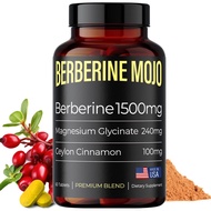 Berberine Supplement 1500mg with Magnesium Glycinate 240mg and Ceylon Cinnamon 100mg for Gut Health 