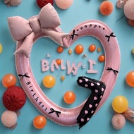 40-Inch Pink Heart, 22-Inch Pink Bow, 16-Inch Black Number 5, 5th Birthday Balloon Decoration Set Pa