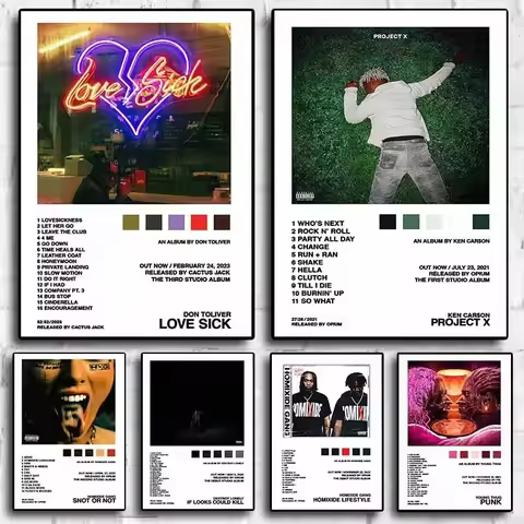 Newly Pop Singer Music Album Cover Poster Set Ken Carson Don Toliver GAG Hip Hop Rapper Canvas Print