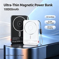 [3C Certified] 10000mAh Magnetic Wireless w/ 22.5W Fast Charge Built-in Cables Type-C Can be Taken o