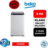 (KLANG VALLEY EXPRESS DELIVERY)Beko 8kg AquaSonic+™ Top Load Washing Machine BTU8086W