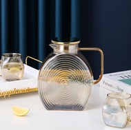 Glass Pitcher with Lids for Fridge Door 2.5l/84oz Large Iced Tea Pitcher with Handle Borosilicate Wa