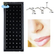 [LI] 60PCS/Set Stainless Steel CZ Crystal L Shape Nose Ring Body Piercing Stud 【IE】