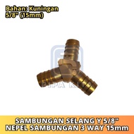 Y CONNECTION Nepel 5/8 Inch BRASS HOSE CONNECTION 3 Way Y CONNECTOR