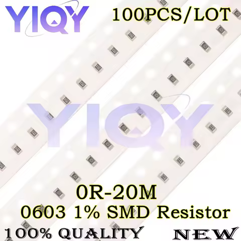 100PCS 0603 1% SMD Resistor 0R~20M 1/10W 1R 1K 1.2K 1.8K 2.1K 6.8K 10K 20K 110K 390K 470K 560K 750K 