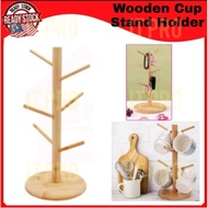 Wooden Cup Holder Mug Holder Cup Rack Tree Mug Stand Countertop Organizer 6 Cup Mug Holder Rack Rak 