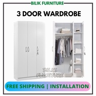 💥 Free Intsall &amp; Ready Stock💥- 3 Doors Wardrobe | Almari 3 Pintu | Almari Baju | White wardrobe | almari putih