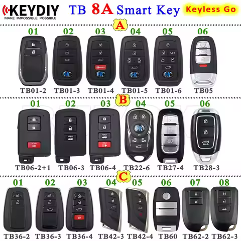 KEYDIY KD Smart Key TB01 TB06 TB08 TB22 TB27 TB28 TB36 TB42 TB60 TB62 with 8A Chip for Toyota Coroll