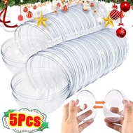 5Pcs DIY Hollow Balls Christmas Plastic Transparent Fillable Bauble Xmas Tree Hanging Ornaments Home